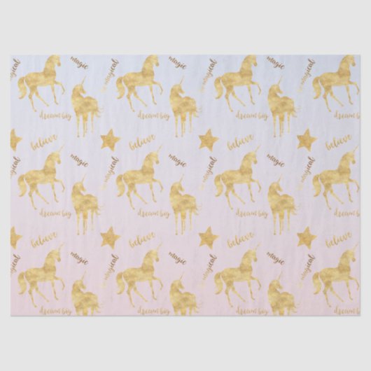 Papier Mousseline Licorne magique Ombre d'or (Recto)