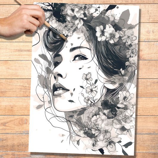 Papier Mousseline Ligne Art Femme 2 Découpage papier