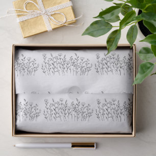 Papier Mousseline Ligne d'art de fleur sauvage élégante et chic Mini