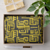 Papier Mousseline Ligne jaune de motif tribal africain minimal (Cadeau)