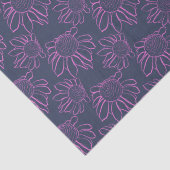 Papier Mousseline Ligne rose Motif Fleur dessiné sur bleu (Détail)