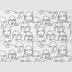 Papier Mousseline Lignes Abstraites modernes face à l'art de ligne c