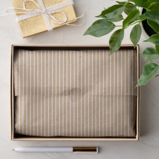Papier Mousseline Lignes blanches simples sur Faux Rustique Brown Kr (Cadeau)