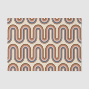 Papier Mousseline Lignes d'argile rétro Earthy Wavy Brown