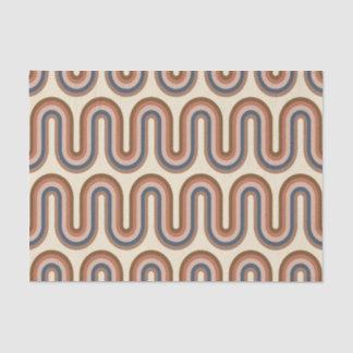 Papier Mousseline Lignes d'argile rétro Earthy Wavy Brown