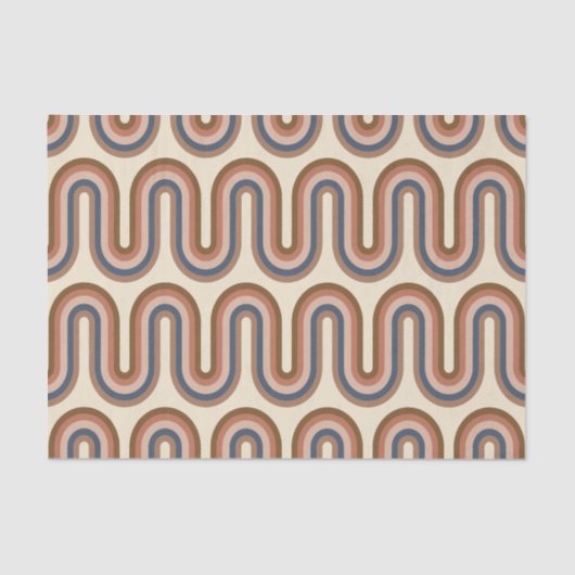 Papier Mousseline Lignes d'argile rétro Earthy Wavy Brown   (Recto)