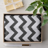 Papier Mousseline Lignes de motif en chevron noir simple rétro (Cadeau)