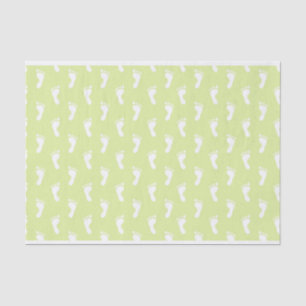 PAPIER MOUSSELINE LIGNES DE PASTEL LIME VERT PIEDS DE BÉBÉ
