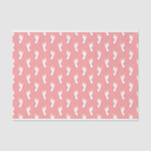 PAPIER MOUSSELINE LIGNES DE PIEDS DE BÉBÉ ROSE PASTEL