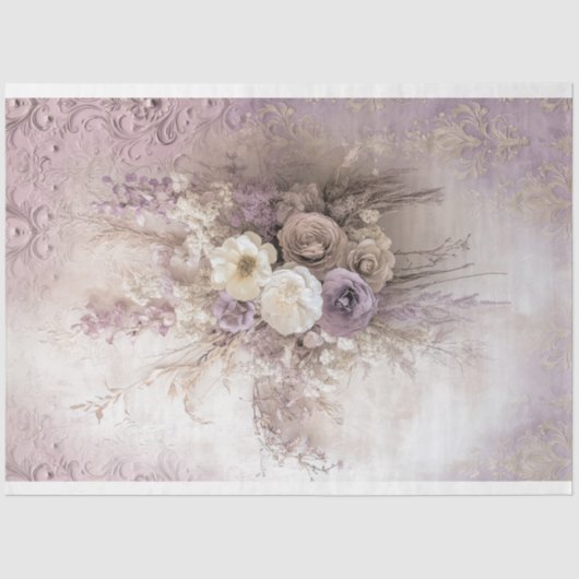 Papier Mousseline Lilac Fleurit Romance Rustique Bouquet Floral (Recto)