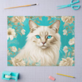 Papier Mousseline Lilac Lynx Point Siamese Portrait Art (Artisanat)