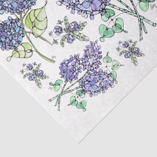 Papier Mousseline Lilacs & Hydrangeas - Papier Tissu Découpage (Détail)