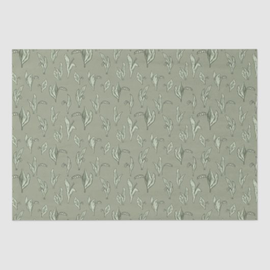 Papier Mousseline Lily de la Vallée Vintage verte (Recto)