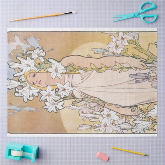 Papier Mousseline Lily (Quatre Fleurs), Alphonse Mucha (Artisanat)
