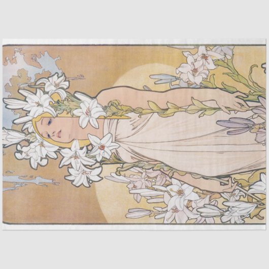 Papier Mousseline Lily (Quatre Fleurs), Alphonse Mucha (Recto)