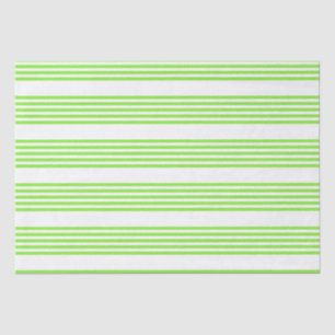 Papier Mousseline Lime vert et blanc cinq bandes motif