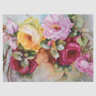 Papier Mousseline Limoges Peint À La Main Antique Tissu Cadeau Rose 
