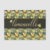 Papier Mousseline limoncello, watercolor lemons with flowers pattern (Recto)