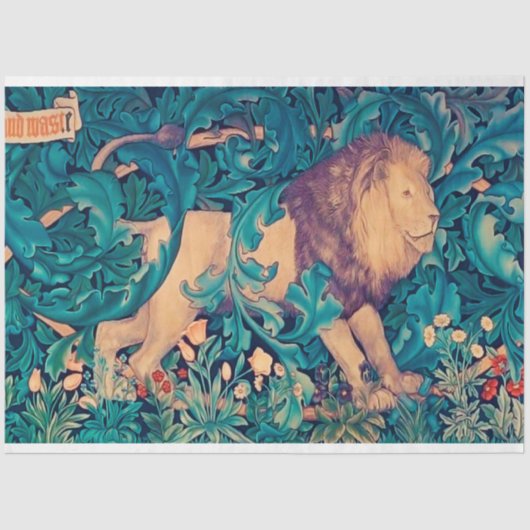 Papier Mousseline Lion dans la forêt, William Morris (Recto)