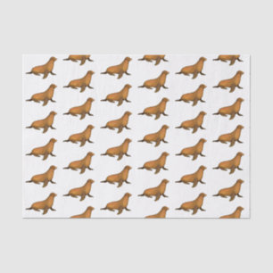 Papier Mousseline Lion de mer scellé brun stylisé vintage