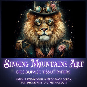 Papier Mousseline Lion découpage victorien steampunk fantaisiste