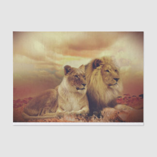 Papier Mousseline Lion Et Lioness Africains Majestic