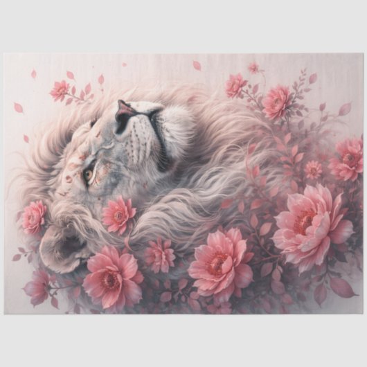 Papier Mousseline Lion Floral (Recto)