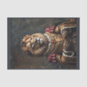 Papier Mousseline Lion habillé Royal Renaissance avec collier de rub (Recto)