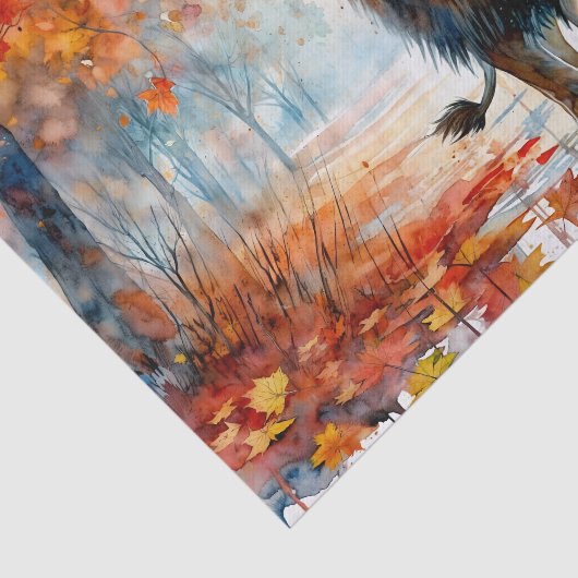 Papier Mousseline Lion Marcher Dans L'Aquarelle Automne (Détail)