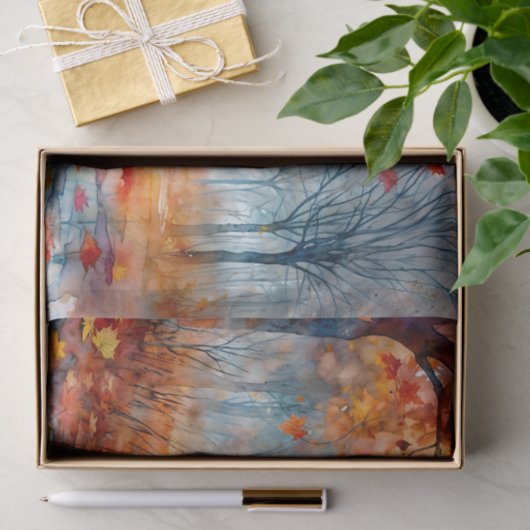 Papier Mousseline Lion Marcher Dans L'Aquarelle Automne (Cadeau)