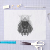 Papier Mousseline Lion noir avec couronne Antlers et monogramme (Artisanat)