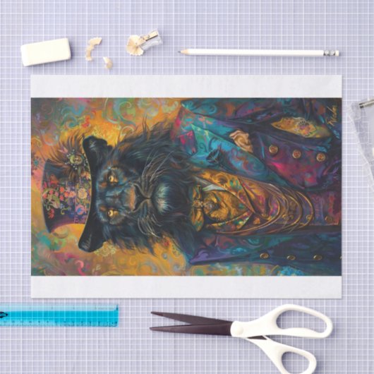 Papier Mousseline Lion noir rare1 (Artisanat)