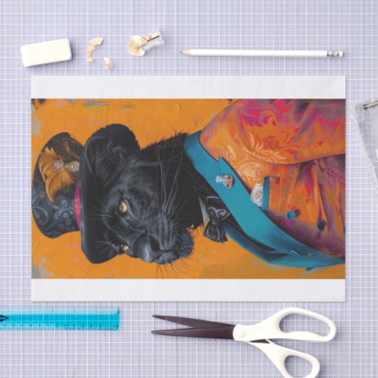 Papier Mousseline Lion noir rare6 (Artisanat)