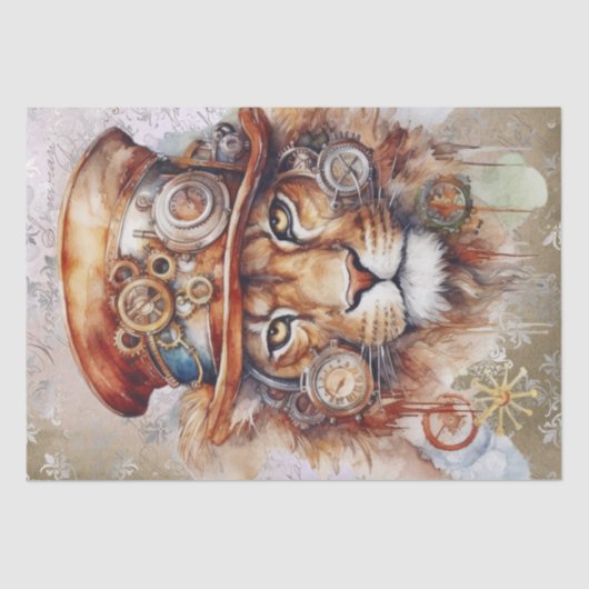 Papier Mousseline Lion Steampunk (Recto)