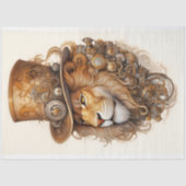 Papier Mousseline Lion Steampunk chic en laiton et cuivre E1L (Recto)