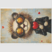 Papier Mousseline Lion Steampunk et ballon de coeur rouge AS1 Découp (Recto)