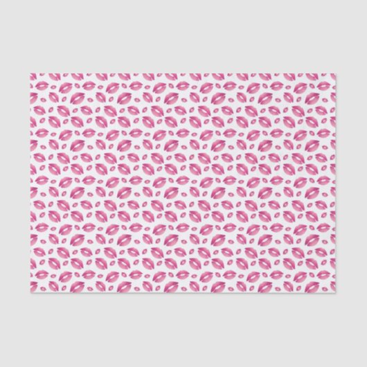 Papier Mousseline Lips Pattern Pink & White (Recto)