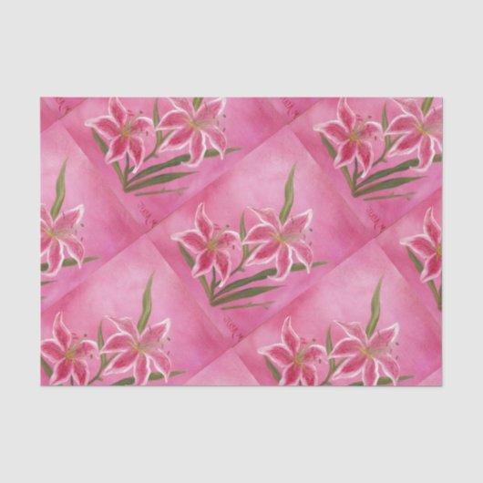 Papier Mousseline lis rose (Recto)