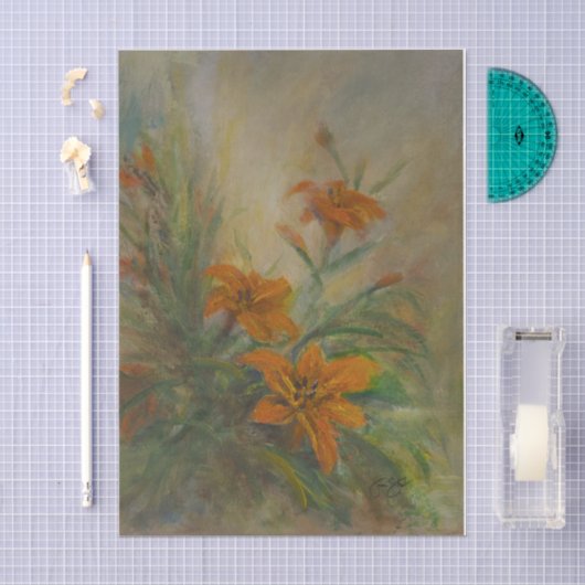 Papier Mousseline Lis tigrés (Artisanat)