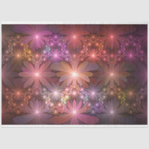 Papier Mousseline Lit de fleurs coloré brillant art fractal abstrait