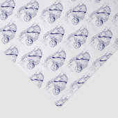 Papier Mousseline Lithographie de dessin de Sloth #1 bleu (Détail)