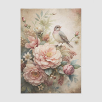 Papier Mousseline Little Bird Perched on Pretty Floral Bouquet