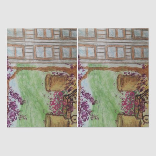 Papier Mousseline Little Wagon aux fleurs (Recto)