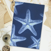 Papier Mousseline littoral chic plage rustique nautique bleu étoile