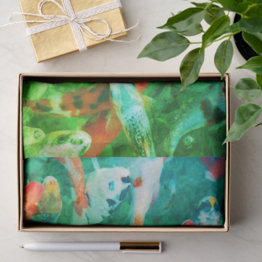 Papier Mousseline Livre vert Koi Pond (Cadeau)
