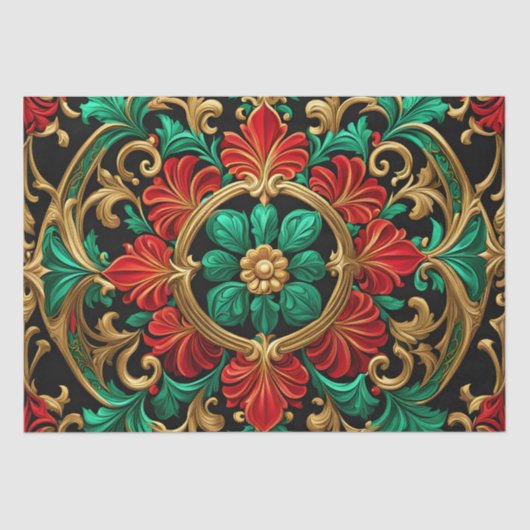 Papier Mousseline Livre vert rouge de Noël (Recto)