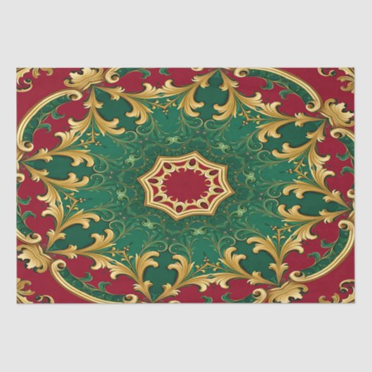 Papier Mousseline Livre vert rouge de Noël (Recto)