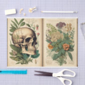 Papier Mousseline Livre vintage Botanique crâne Découpage (Artisanat)