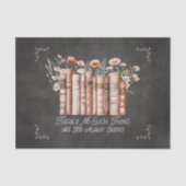 Papier Mousseline Livres avec Fleurs et Citation sur Découpage noir (Recto)