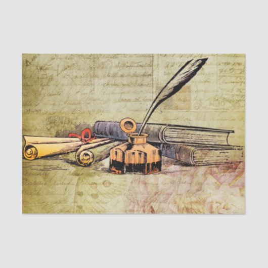 Papier Mousseline Livres et écriture Tissue papier cadeau (Recto)